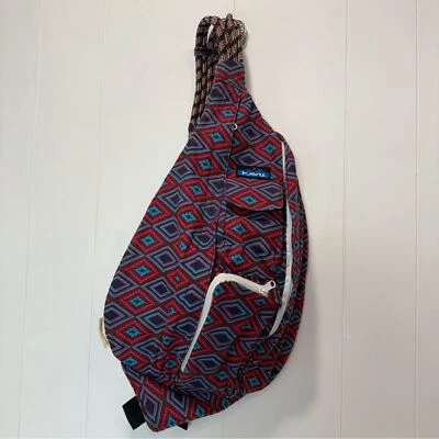 Kavu Limited Edition Diamond Pattern Red Blue Rope Sling Crossbody Bag - Image 1 of 4
