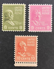 US Stamps, Scott #813-15 single set F/VF to VF/XF M/NH 1938 Presidential Issue.