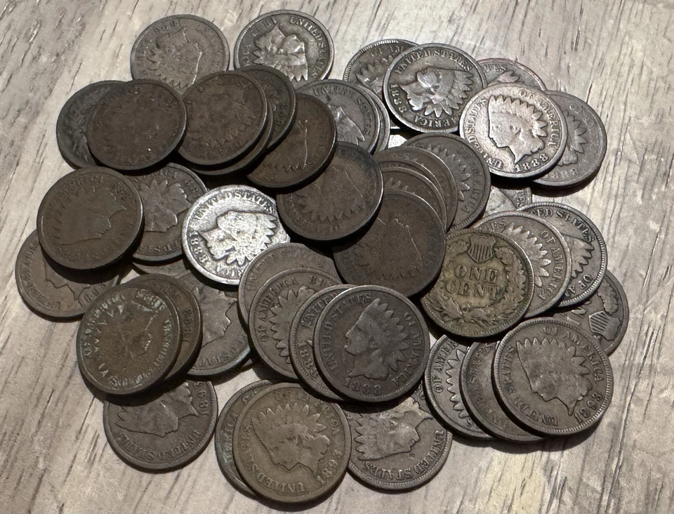 Roll of (50) Indian Head Pennies, Circulated, All Dated 1888, 1892 & 1893 - Image 1 of 1