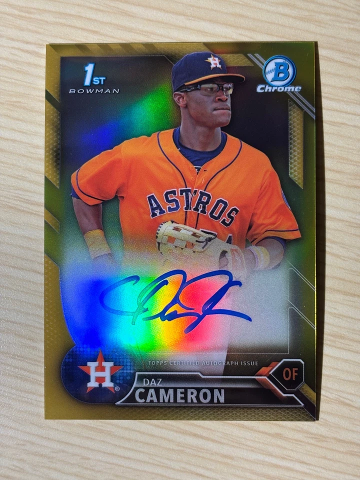 2016 Bowman Chrome DAZ CAMERON Gold Refractor Auto #14/50 ASTROS TIGERS 1st RC - Image 1 of 2