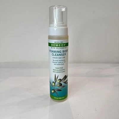 Limpiador de lavado corporal en espuma Medline Remedy 9 oz con espuma de baño de ducha de olivamina Foto 1 de 3