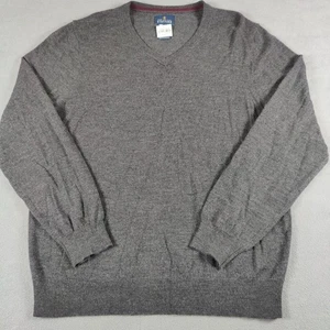 Stafford Merino Wool V-Neck Sweater Men's Large Long Sleeve Gray NWT - Picture 1 of 7