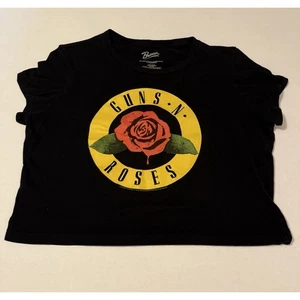 Guns N' Roses Band T-Shirt Bravado 2017 Licensed Juniors Large Black Rose Logo - Picture 1 of 7