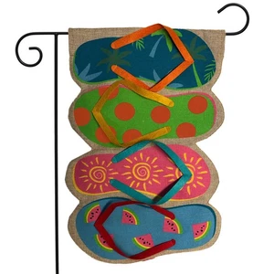 Briarwood Lane Flip Flops Summer Burlap Garden Flag - Picture 1 of 4