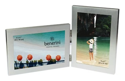 BENERINI 2 Imagen Doble Plegable Marco de Fotos Multi Apertura Collage Doble Bisagra 6x4 4x6