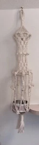 Vintage FANCY KNOTS Double RING 52" Macrame Plant Hanger MCM Ivory Color - Picture 1 of 9