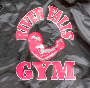 Chaqueta Bomber De Colección Años 90 River Falls Gimnasio Satinado Centro Comercial Indiana Culturismo Dayglo XL - Imagen 1 de 5