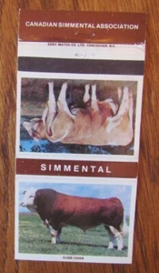 FARMING MATCHBOOK COVER: SIMMENTAL CATTLE ASSOCIATION CALGARY, ALBERTA -D8 - Picture 1 of 2