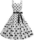 Women Vintage Polka Dot 1950S Rockabilly Halter Audrey Dress Retro Floral Evenin