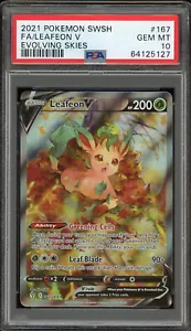 Leafon V 167/203 PSA 10 Alternate Art Holo Evolving Skies Pokemon Englisch Alt - Bild 1 von 2