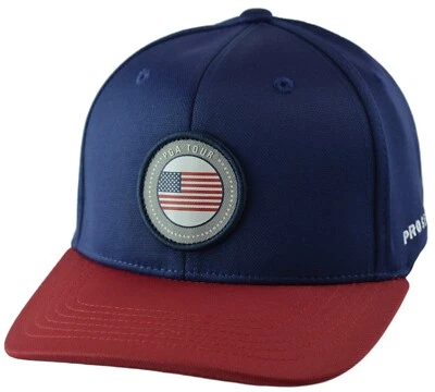 Gorra de golf ajustable ligera azul marino y roja con logotipo circular serie PGA Tour Pro Foto 1 de 4