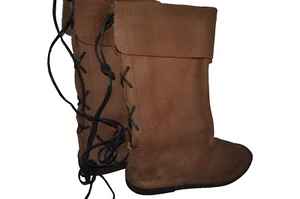 Mittelalter Stiefel Wildleder Größe 39,0 Leder Hellbraun LARP Cosplay reenactmen - Bild 1 von 2