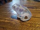 Fenton French Opal Violet Hand Painted Floral Art Glass Frog Artist Signed