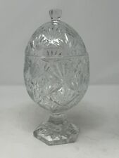 Vintage crystal egg shaped candy jar with lid Easter 8.5” Decor HTF rare EUC