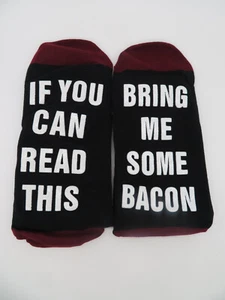 New *Bring Me Some Bacon* Funny Cartoon Crazy Novelty Gifts Tube Socks w/ Pigs - Imagen 1 de 12