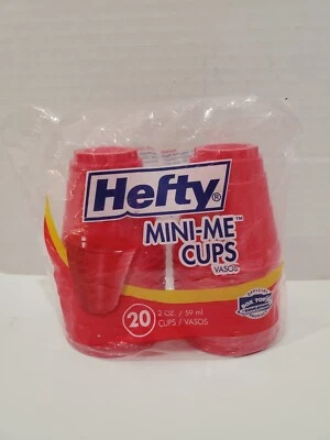 20 MINI-ME 2 ounce RED PARTY CUPS small Plastic shot glass bar cup HEFTY - Image 1 of 4
