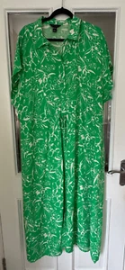 FAB NEW LOOK GREEN & CREAM COLLARED FLORAL SHORT SLEEVED SHIRT DRESS WITH TIE 20 - Picture 1 of 8