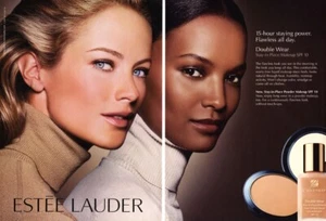 2006 Estee Liya Kebede Carolyn Murphy maquillaje 2 páginas anuncio de revista - Imagen 1 de 1