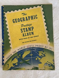 The Geographic Postage Stamp Album With Maps Of The World 1961 With Some Stamps - Picture 1 of 10
