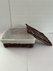 Cherry Wood Color Basket With Lid 16"x15.5"x4.5" Great Condition