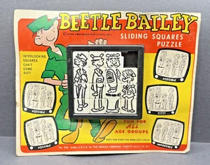 Vintage Beetle Bailey Roalex Sliding Squares Tiles Puzzle On Orig Card #202 - Picture 1 of 4