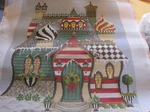KELLY CLARK Handpainted NEEDLEPOINT CANVAS-The Claus Residence W/SUPPLIES/INSTRU - Picture 1 of 8