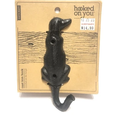 Hooked On You Cast Iron Labrador Dog Pet Wall Hook Black For Leash Hat Coat Etc - Immagine 1 di 3