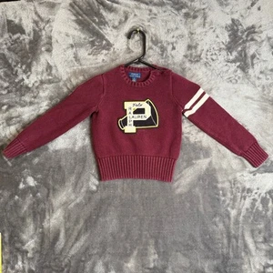 Polo Ralph Lauren Letterman Patch Cotton Red Sweater Long Sleeve Size 6 - Picture 1 of 7