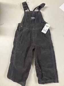Oshkosh b’Gosh Boys corduroy grey fleece Line Overalls 18 Month NWT - Picture 1 of 1