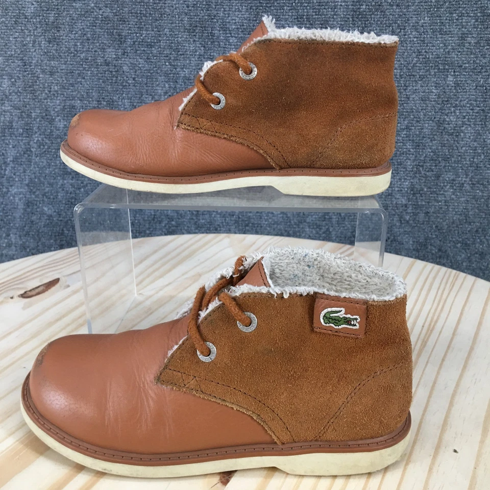 Lacoste Boots Child 13 Brown Leather Suede Sherbrock Hi Ely Chukka Lace Up Flats - Image 1 of 4