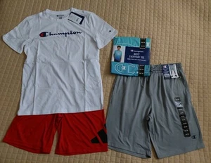 Boys Size Large 14-16 Champion & Adidas Shirts (2) & Shorts (2) Athletic Lot NEW - Picture 1 of 19