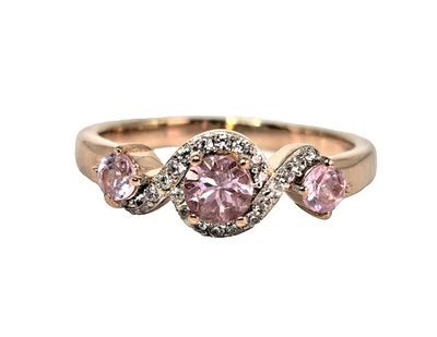 Anillo Narsipatnam Rosa Espinela y Circón 18K Vermeil RG Sobre Plata Esterlina Talla 7 Foto 1 de 4