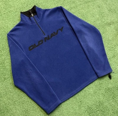 Vintage Old Navy Embroideded Spellout Fleece Pullover Quarter Zip Size: M - Image 1 of 4
