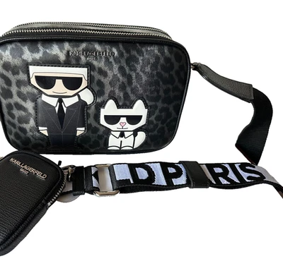 NUEVO CON ETIQUETAS BOLSO BANDOLERA Y BOLSO KARL LAGERFELD PARIS MAYBELLE KARL ESTAMPADO LEOPARDO Foto 1 de 4