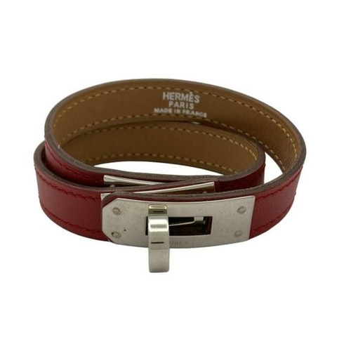 HERMÈS Bracciale Hermes Kelid Bretour Argento Bordeaux