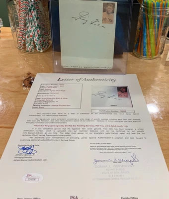 Rare Jimmy Jimmie Foxx Red Sox A's Signed Page JSA Authenticated HOF Great - Image 1 of 4