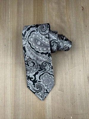 Corbata SEAN JOHN 100 % seda diseñador cachemira negra/plateada W3,5xL57 de lujo Foto 1 de 4