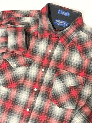 Pendleton Canyon Shirt Western Pearl Snap 100% Wool Mens Large Long Shadow Plaid - Image 1 of 4
