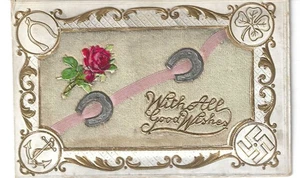 Padded "With All Good Wishes" postcard with 3 Scott's #331 uncancelled - Picture 1 of 2