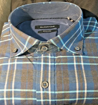 NWT Bugatchi men's L long sleeve button down shirt circular jacq shapes/stripe S - Image 1 of 4