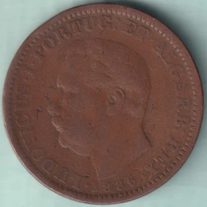 Portuguese india goa 1886 ludovicus i quarto de tanga rare copper coin - Picture 1 of 2