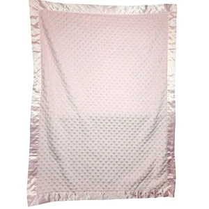 Just One Year by Carter's Pink Dot Minky Satin Baby Blanket Security Lovey Soft - Picture 1 of 9