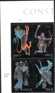 KONSTELLATIONEN GRIECHISCHE MYTHOLOGIE 2005 US #3945-3948 POSTFRISCH SS 37c BRIEFMARKEN PLATTENBLOCK - Bild 1 von 4