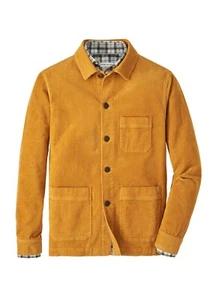 Peter Millar Mens Crown Corduroy Chore Coat Dijon Gold Button Shirt Jacket Large - Picture 1 of 5