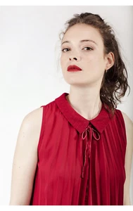 GRACE & MILA HIVER 2017-2018 : top plissé NINIE - étiqueté, valeur 49€ M rouge - Picture 1 of 3