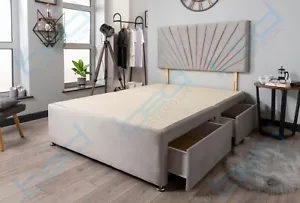 Velvet Divan Bed Base & Headboard Only 3FT Single 4FT6 Double King 6FT SuperKing - Picture 1 of 36