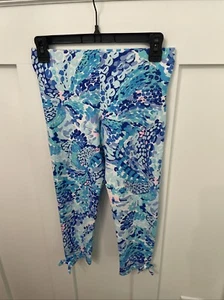 Girl Lilly Pulitzer Maia Leggings XL(12-14)-Turquoise oasis Color- Elastic Waist - Picture 1 of 4