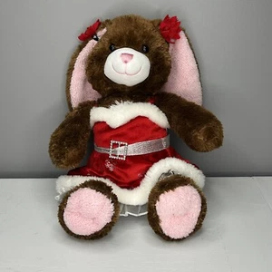Build A Bear Brown Bunny Rabbit Floppy Ears Red Christmas Winter Dress 16” - Picture 1 of 11