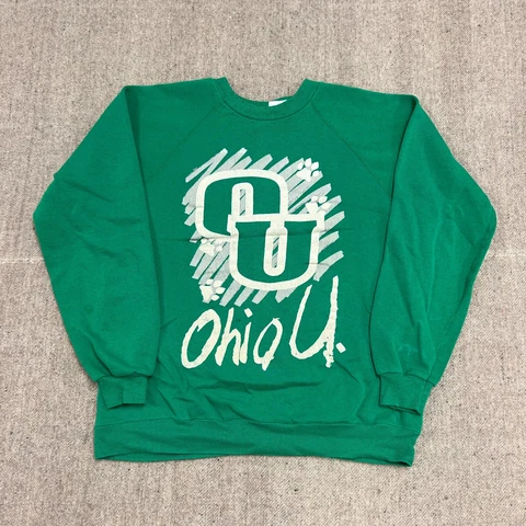 Vintage Ohio University Sweatshirt Large Green 1990s Bobcats NCAA Cover