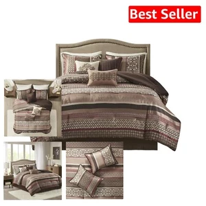 7-Piece Luxurious Down Alternative Bedding Set - Princeton Damask Queen Size - Picture 1 of 17